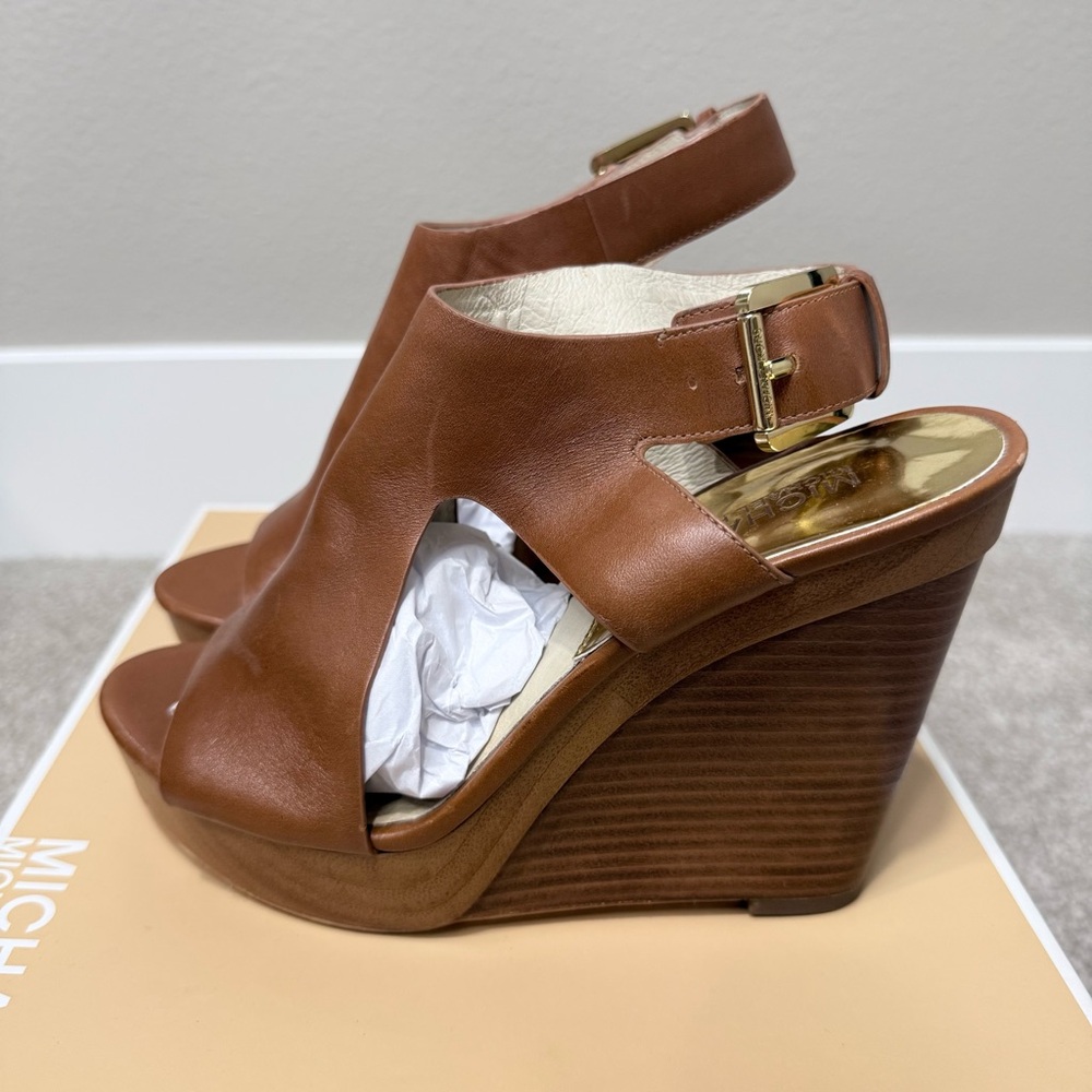 Michael Kors Josephine wedge leather platform sandals size 6.5 - Picture 6 of 16